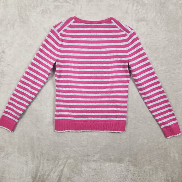 Brooks Brothers Pink and Silver Metallic Striped Womens Sweater Top Size XS - Picture 2 of 9